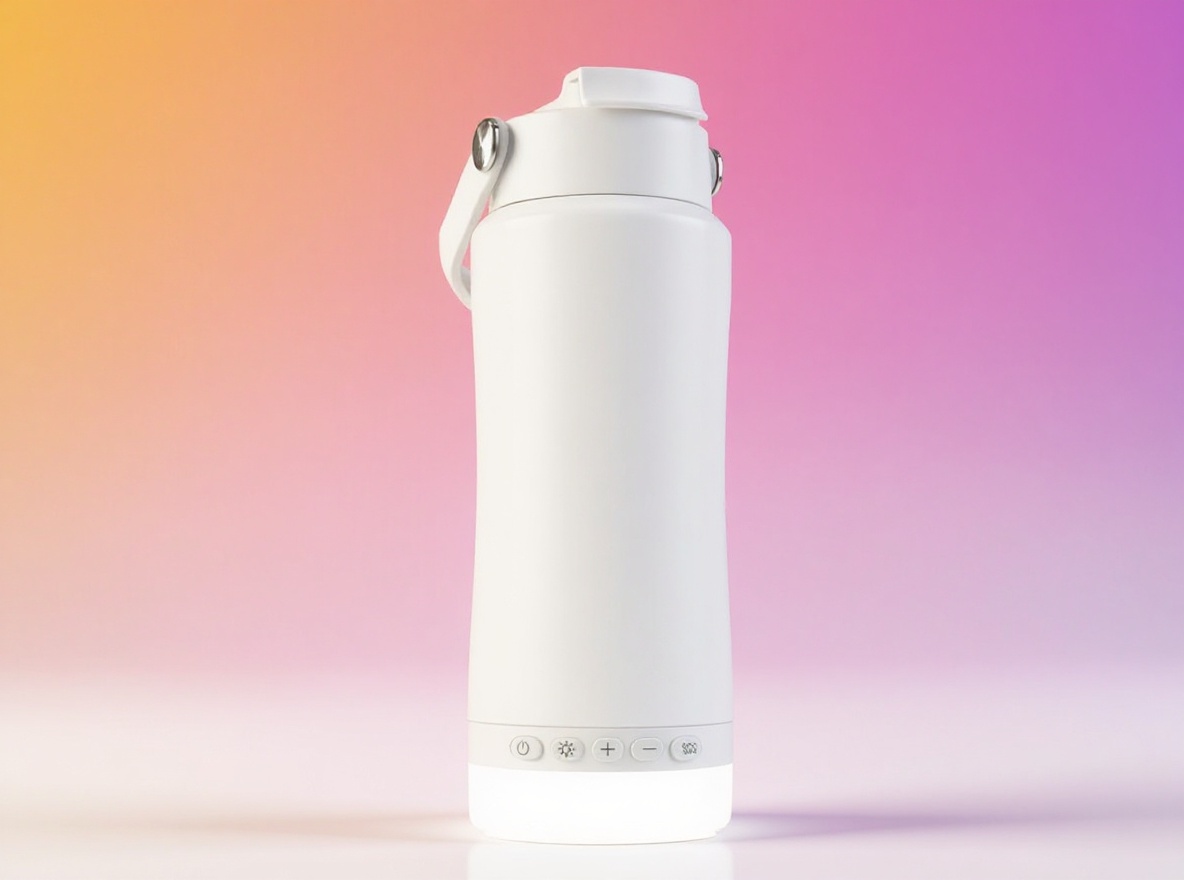 Insulated Water Bottle with Night/Camping Lantern with 5 Modes & Brightness, BPA Free Insulated Tumbler with Handle, Straw and Spout, Camping Tent Light for Outdoor Travel Emergency — close-up detail shot