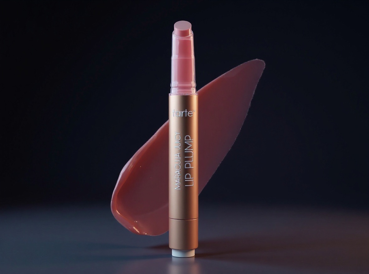 tarte maracuja juicy lip plump – Hydrating & Volumizing Lip Plumper Gloss Balm with Nourishing Hyaluronic Acid & Vitamin E, Plumps & Moisturizes, Vegan & Cruelty-Free — close-up detail shot