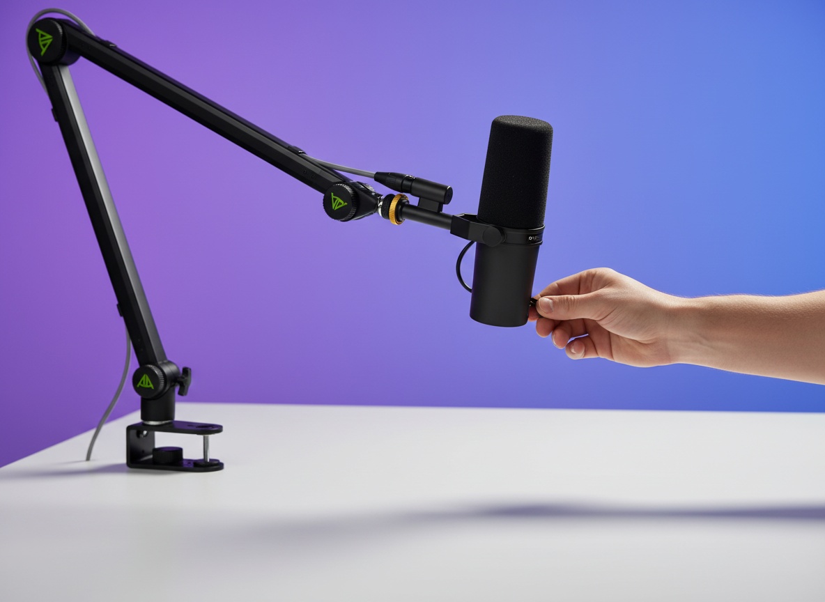 AA AUDIO ACCESSORY Design for Shure SM7B SM7dB MV7 Never-Sag Mic Boom Arm, Extra-Long 950mm Reach, 6.6lbs Load Capacity,