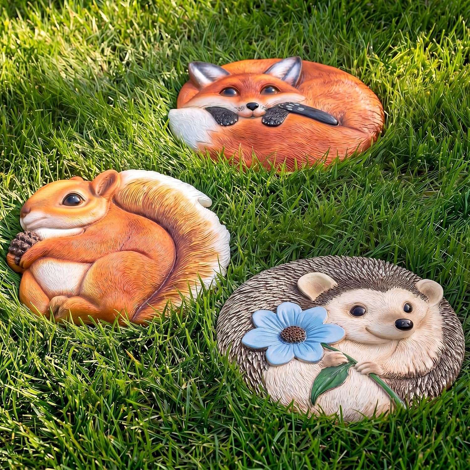 Cinnvoice 3 Pack Garden Stepping Stone Outdoor, Decorative Dimensional Resin Stepping Stones for Patio Pathway Landscapi