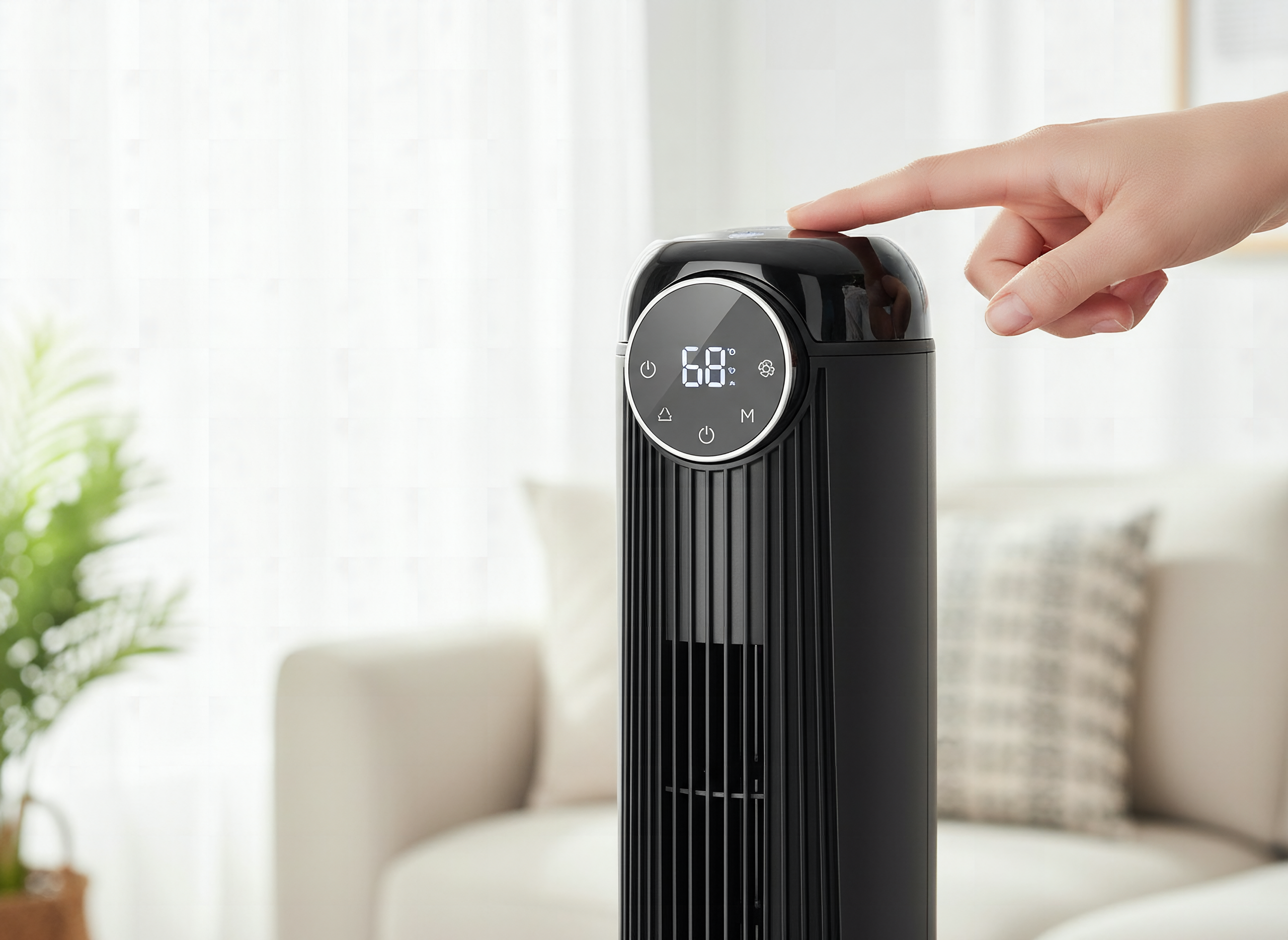 Antarctic Star T42 Tower Fan-42 Inch, Bladeless Oscillating Fan with Remote, 6 Speeds & 4 Modes, LED Display, 9H Timer,