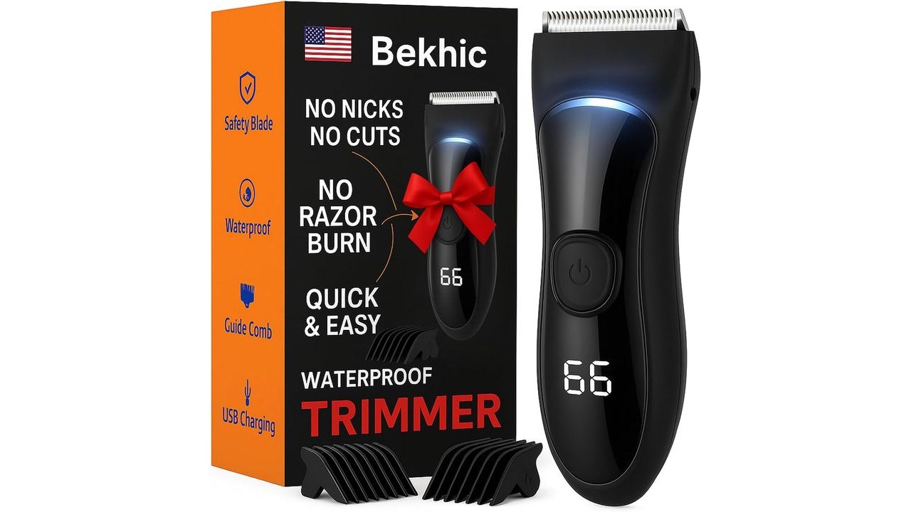 Manscape Groin & Body Hair Trimmer for Men – Waterproof Pubic Hair Shaver & Ball Groomer with LED Light – No-Nick Ceramic Blade, 90-Min Runtime, Cordless Wet/Dry Clipper for Sensitive Skin