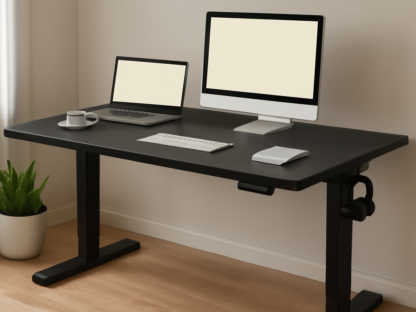 FLEXISPOT EN1 One-Piece Standing Desk, Electric Adjustable with 4 Memory Presets, 176 LBS Capacity, Stable & Quiet, Seamless Desktop for Home Office & Dual Monitors, 48