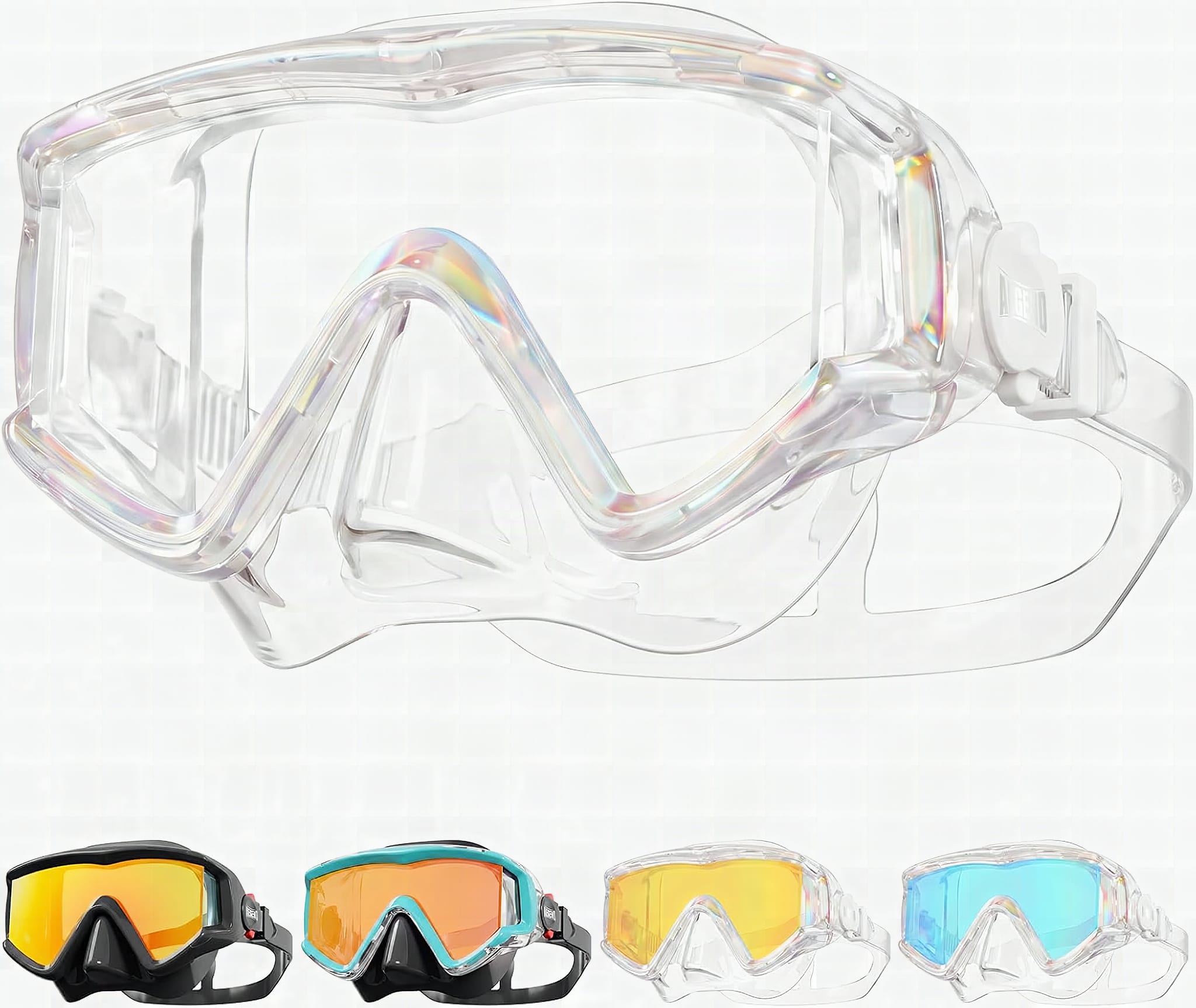 Aegend Swim Goggles for Adult 220° Wide View Anti-Fog Goggles for Swimmming: Person wearing clear wide-panoramic swim go