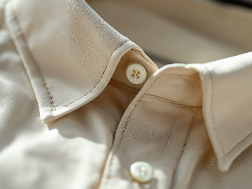 Close-up of HDLTE plus-size long sleeve shirt collar showing detailed stitching and fabric texture